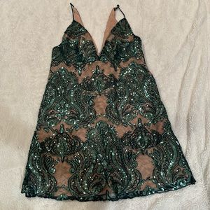 Size 4 Free People green sequin mini dress